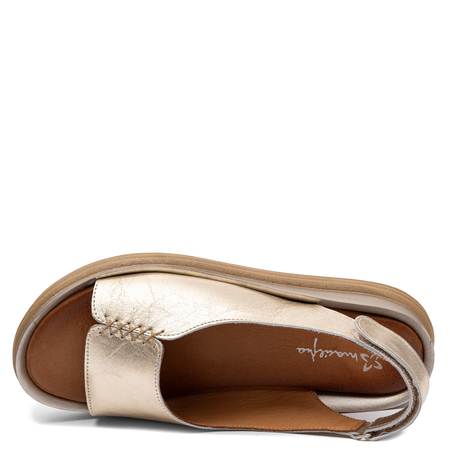 Maciejka Fashion Leather Wedge Sandals Gold L7631-25/00-1