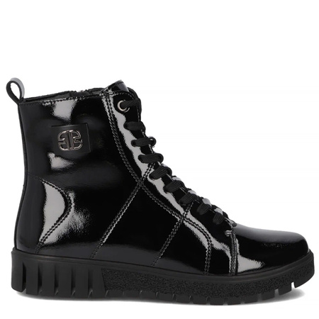 Filippo Leather Patent Lace-Up Ankle Boots On Platform Black DBT7273-25-BK