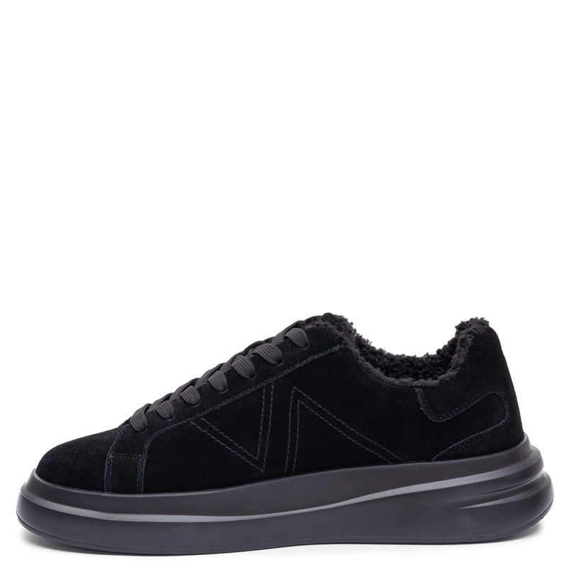 Guess Czarne Skórzane Sneakersy Męskie Ocieplane Czarny FMFEAL-LEM12-BLK
