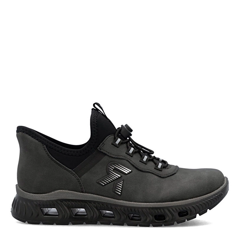 Rieker Comfortable Elastic-Lace Low Shoes Cushioning Sole Black M6065-45-BLACK