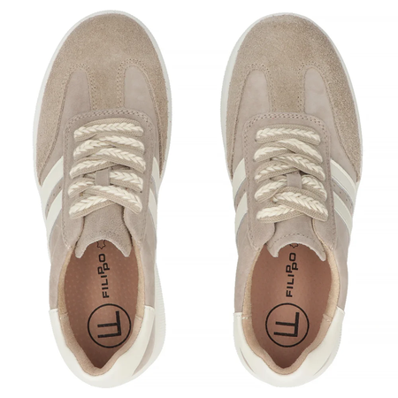 Filippo DP7512-26-BE Skórzane Sneakersy Na Platformie Beżowe DP7512-26-BE