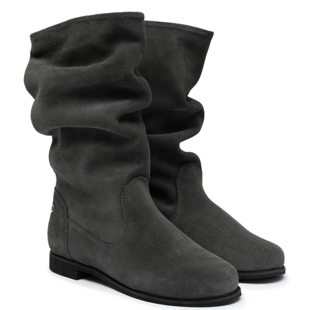 Maciejka Genuine Suede Leather Slouchy Boots Flat Heel Grey 5057W-13/00-6