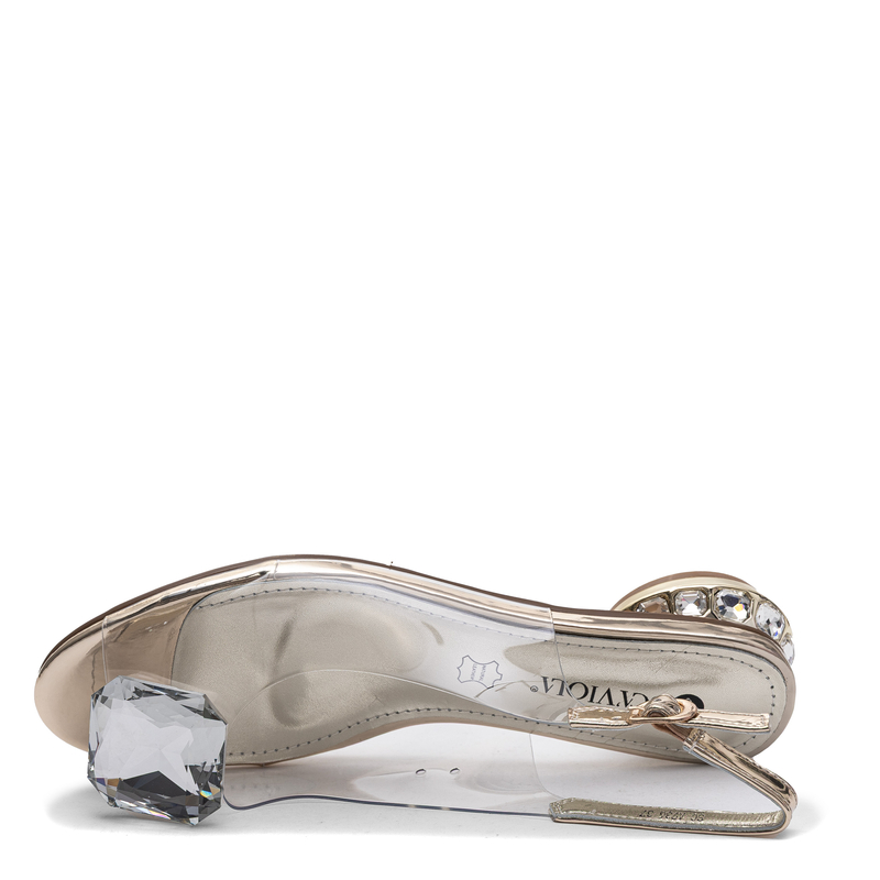 Sca'Viola Transparent Sandals With Crystals Gold A936-GOLD