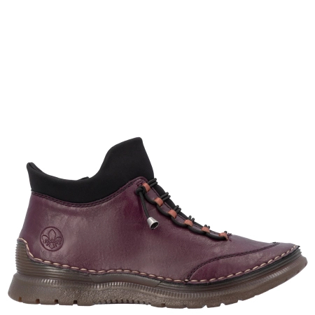 Rieker Comfortable Lace-Up Women's Ankle Boots Flat Burgundy 53650-30-RED