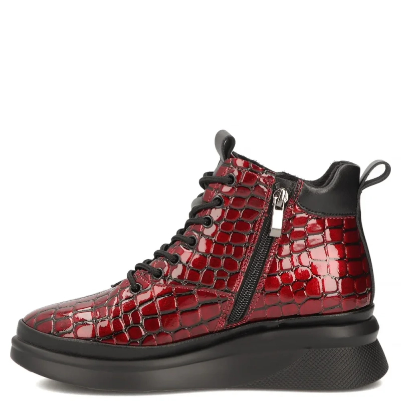 Filippo Patent Leather Platform Ankle Boots Red DBT8067-26-RD
