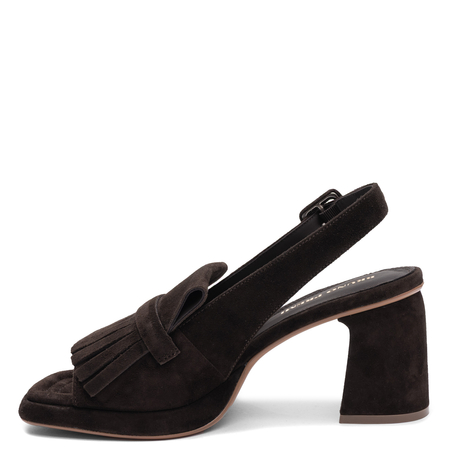 Bruno Premi Suede Block Heel Sandals With Fringes Brown BN5203XBPRSUEBROW