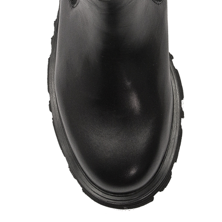 CAFENOIR Women's leather ankle boots Nero black