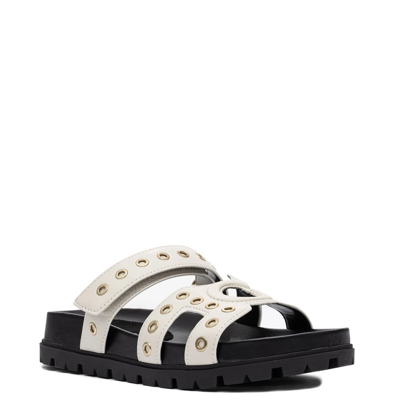 Guess Klapki na Platformie Biało-Czarne FLPFASELE03 IVORY