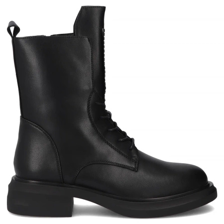 Filippo Insulated Leather Lace-Up Ankle Boots With Side Zipper Black DBT7241-25-BK