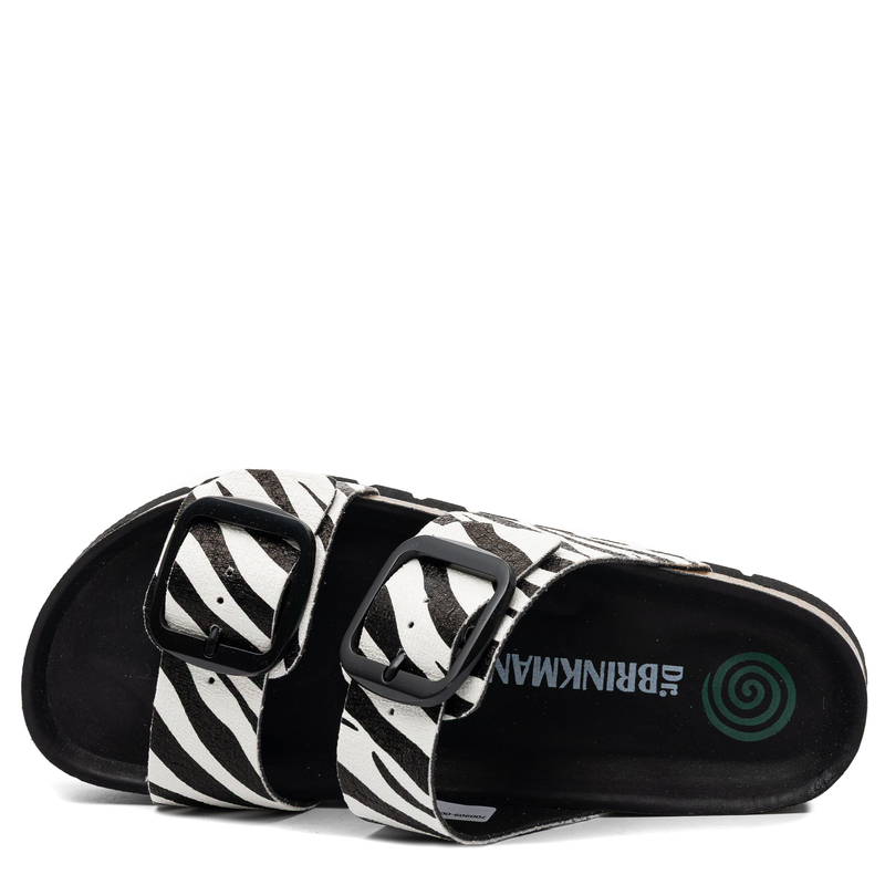 Dr. Brinkmann Bonillo Klapki Damskie Profilowane Zebra Biało-Czarne 700909-00 BONILLO
