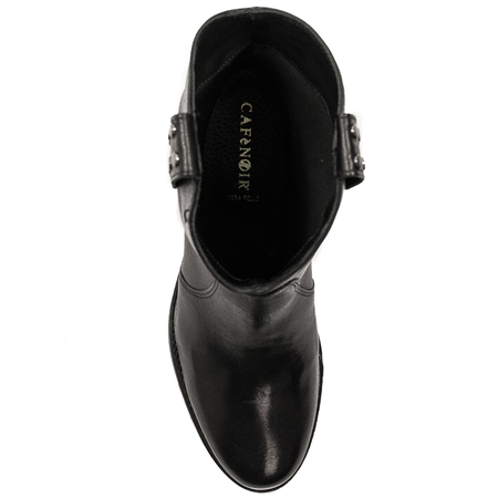 CAFENOIR Women's leather ankle boots Nero black