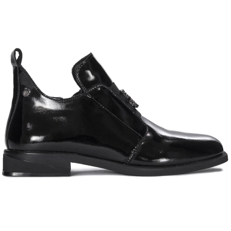 Filippo Leather Patent Ankle Boots For Women Flat Heel Black DBT4763/25BK