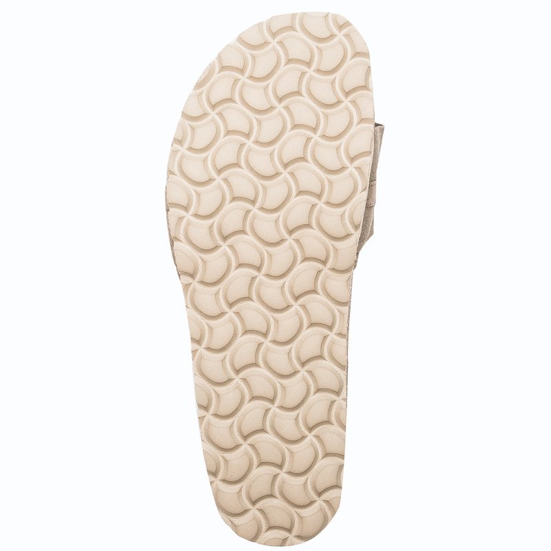 Verbenas Rocio Suede Leather Ruffle Slides Beige ROCIO-SER-VOL