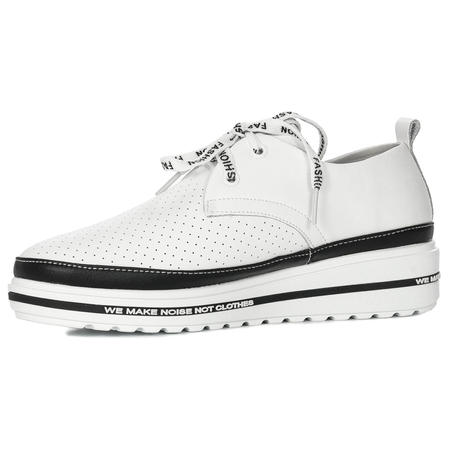 Artiker White Leather Women's Flat Shoes