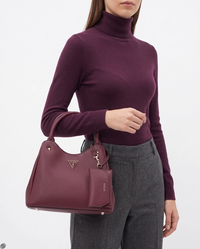 Guess Elegant Classic Women's Handbag with Pouch Burgundy HWBG2306220-BORDO