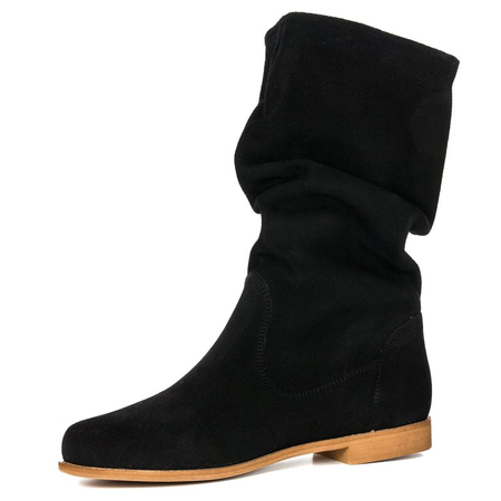 Maciejka Velour Slip-On Knee-High Boots Black 05057-01/00-6