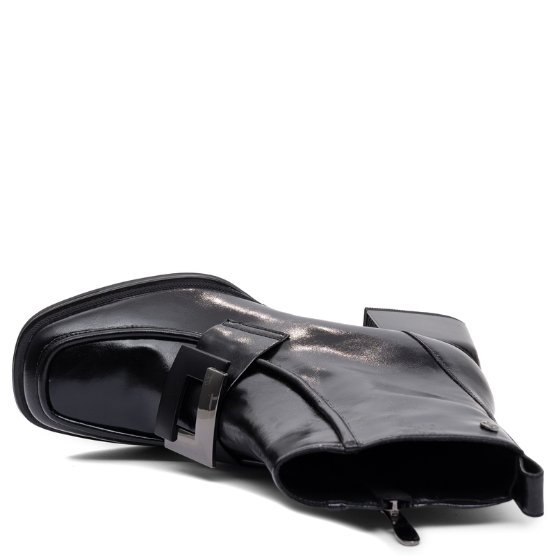 Maciejka Stylish Leather Heel Ankle Boots Buckle Black K7788-01/00-7