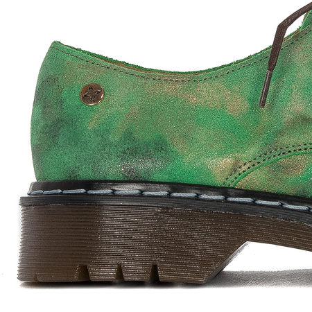 Maciejka 04087-09/00-5 Green+Gold Flat Shoes