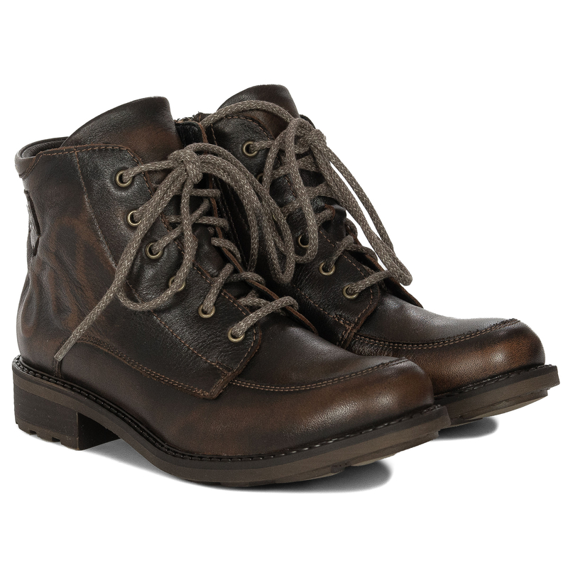 Maciejka Leather Lace-Up Warm Ankle Boots Brown 07063-02/00-8
