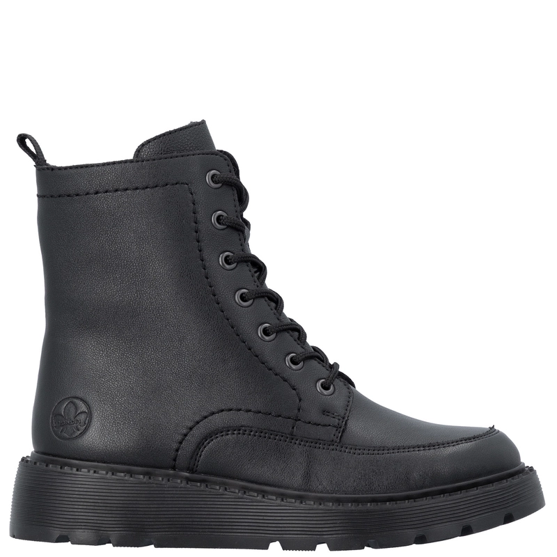 Rieker Warm Lace-Up Ankle Boots With Zipper Black 70410-00-BLK