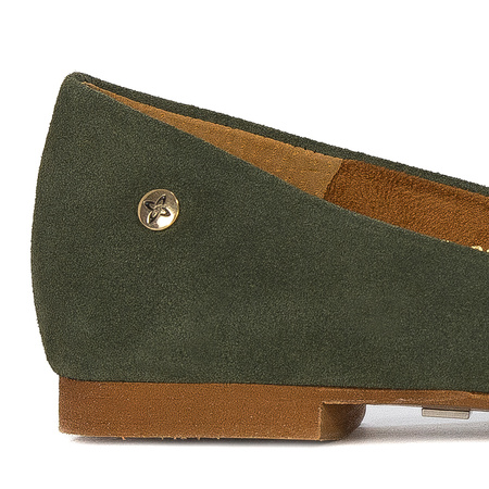 Maciejka Leather Ballet Flats Almond Toe Flat Heel Olive 04100-45/00-8
