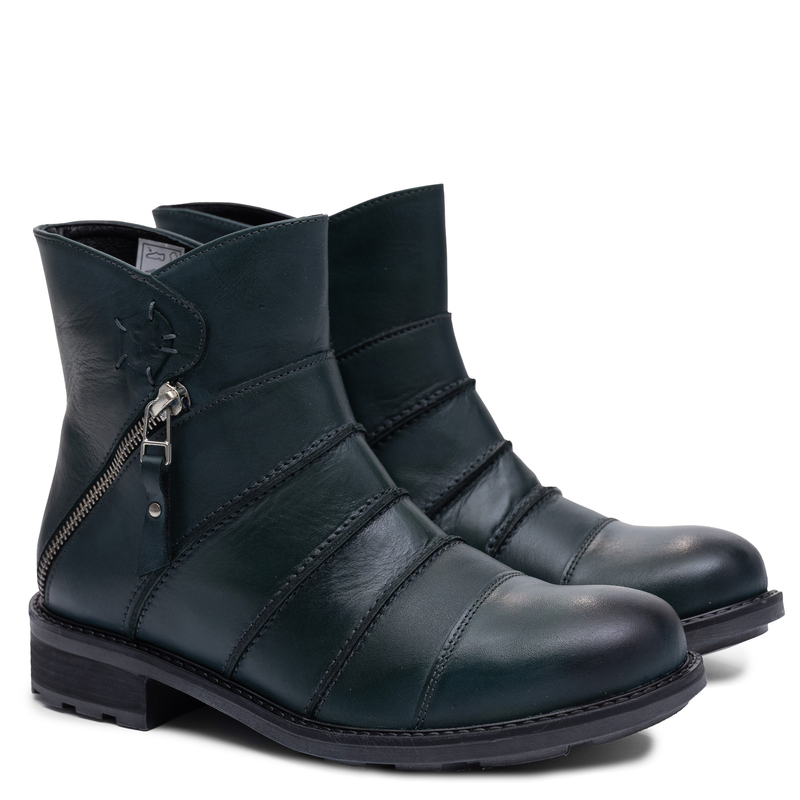 Maciejka Boots Leather Warm Green 3 Cm 07610-43/00-8
