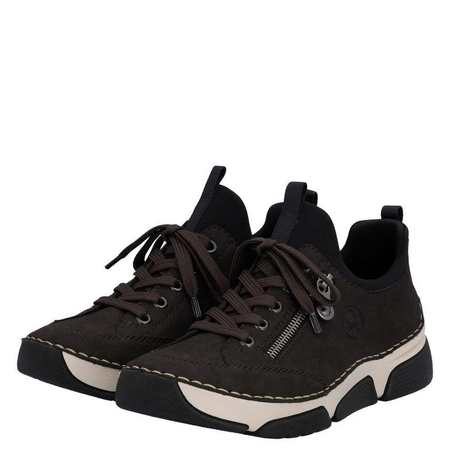 Rieker Comfortable Casual Women's Sneakers Low Shoes With Zipper Brown 45973-25-BRO