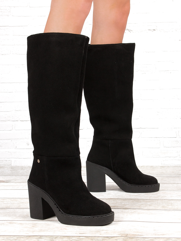 Maciejka Black Suede Knee-High Boots