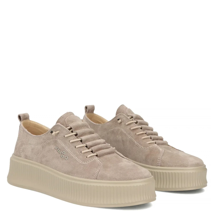 Filippo Skórzane Sneakersy Na Platformie Beżowe DP8343-26-BE