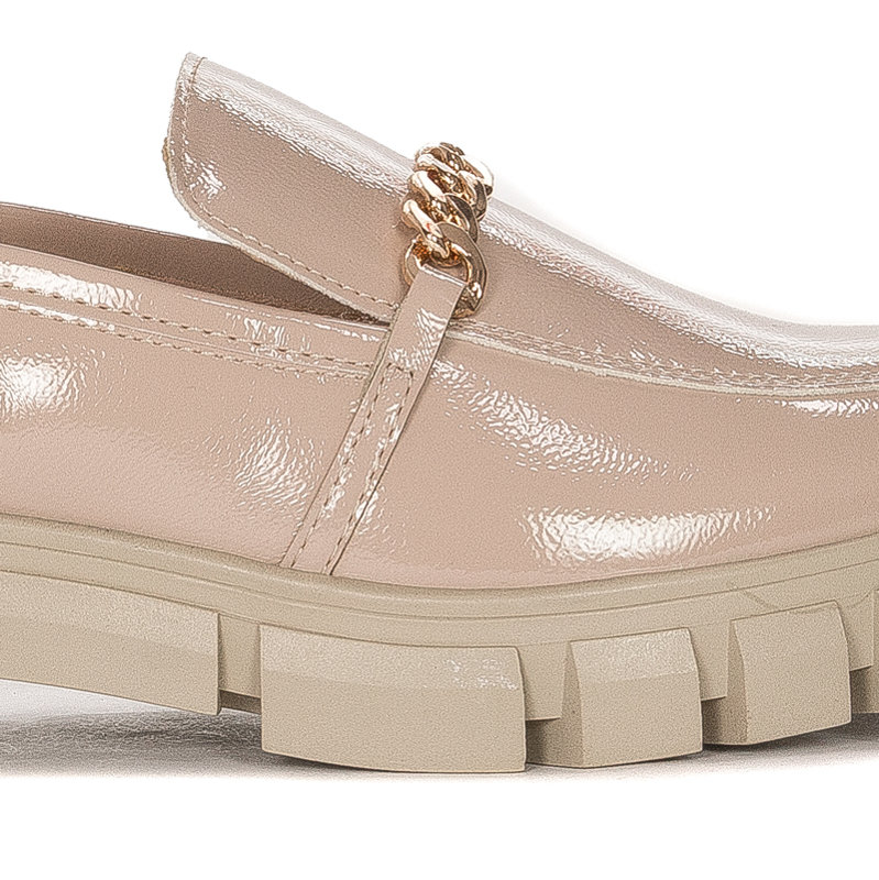 Women's loafers shoes with a chain Sergio Leone Beige MK755