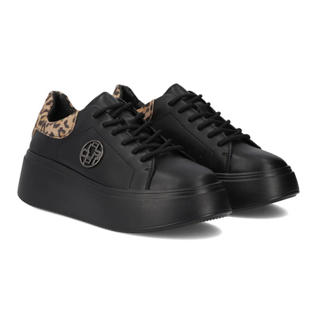 Filippo Black Leopard Leather Sneakers