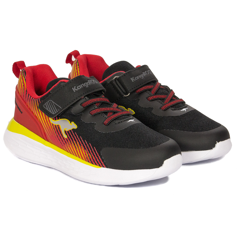 Kangaroos children's boys' shoes Jet Black / Fiery Red Sneakers