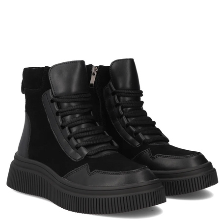 Filippo Leather Lace-Up Ankle Boots Platform Insulated Black DBT727025BK