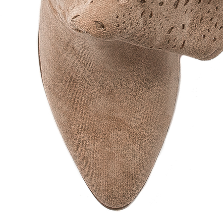 D&A Women's Spring Openwork Heeled Beige Boots