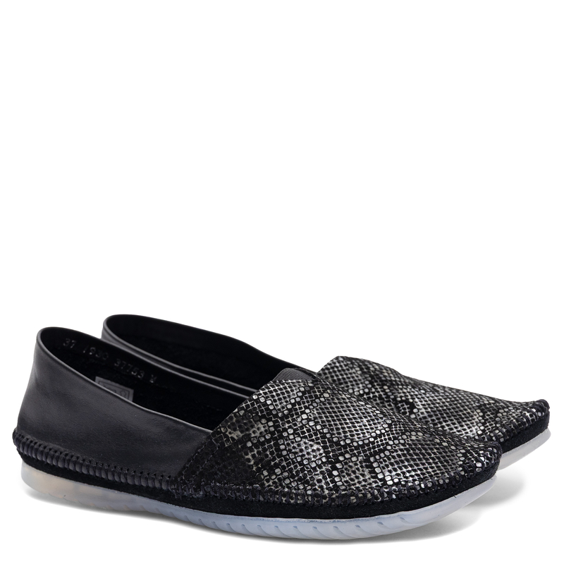 Maciejka Leather Lords Snake Pattern Black Grey 1930W-49-00-0