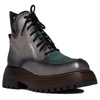 Maciejka Leather Lace-Up Ankle Boots on Platform Silver-Green 07110-09-00-8