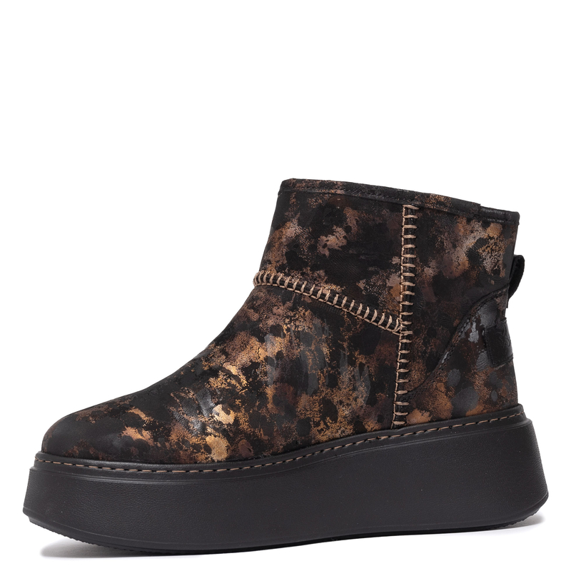 Maciejka Leather Platform Ankle Boots Gold-Black 06257-25/00-4