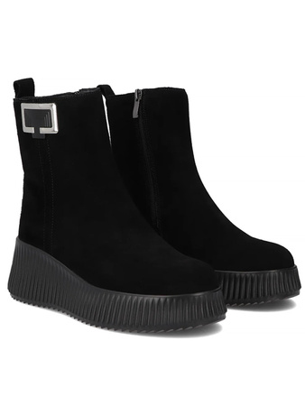 Filippo Suede Leather Women’s Platform Ankle Boots Black DBT6392-25-BK