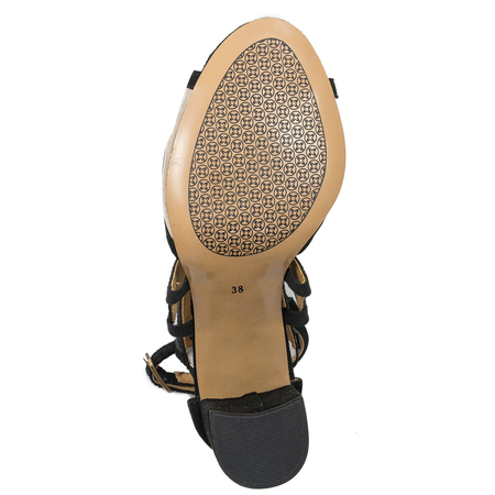 Maciejka women's leather gold+ black Sandals