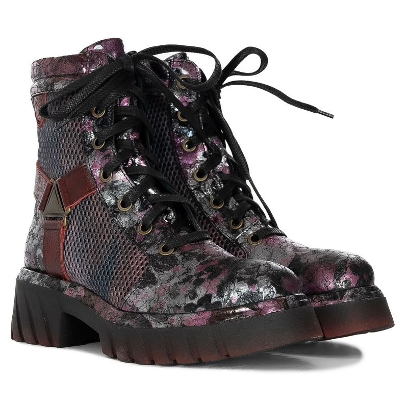 Maciejka Mesh-Panel Ankle Boots Chunky Platform Burgundy 07072-23/00-8