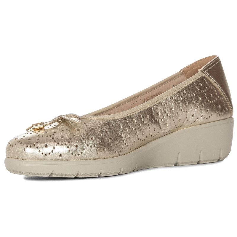 Maciejka Leather Perforated Wedge Shoes in Gold P6805-25-00-1