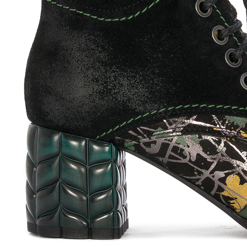 Maciejka Women's High Heel Ankle Boots, Natural Leather, Green - Black 06160-01/00-7