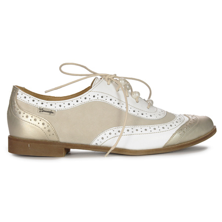 Maciejka Women's Leather Beige + Gold Low Shoes