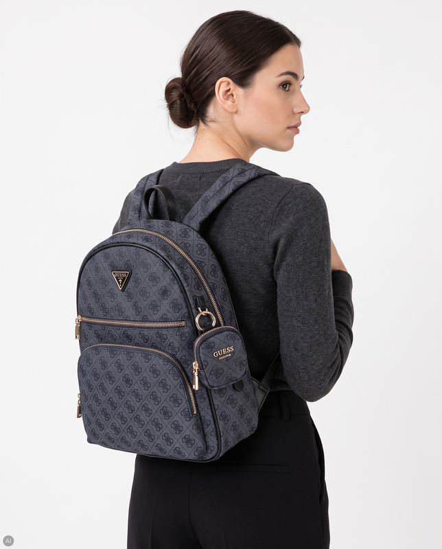 Guess Adrian Logo City Backpack Monogram Black TWNB2168350-BLACK