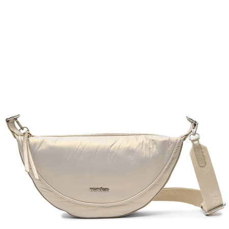 Wonders Half-Moon Lightweight Crossbody Bag Adjustable Strap Gold WB-55030-PLATINO