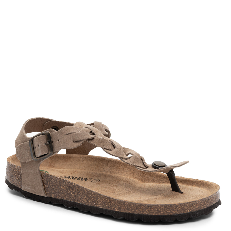 Dr. Brinkmann Leather T-Bar Sandals Braided Beige 710263-08