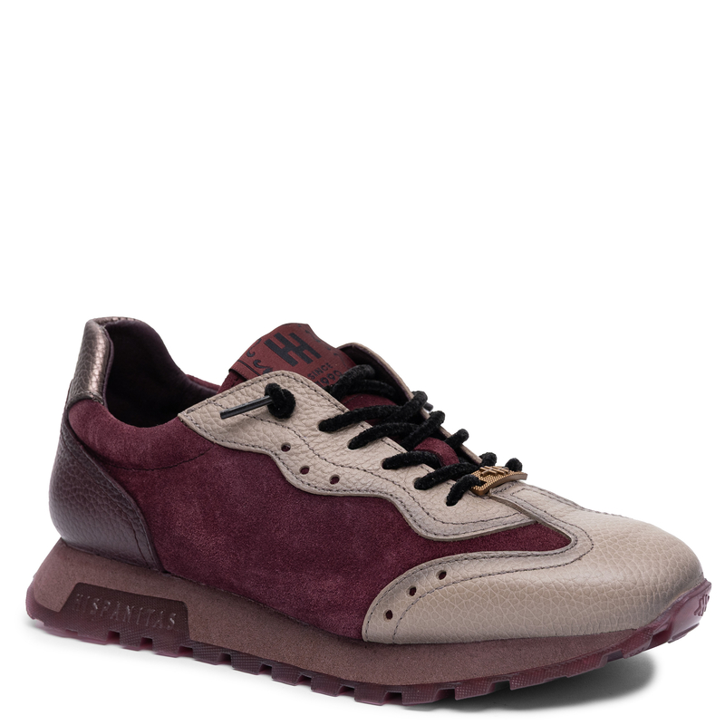 Hispanitas Burgundy Leather Lace-Up Sneakers CHI265106