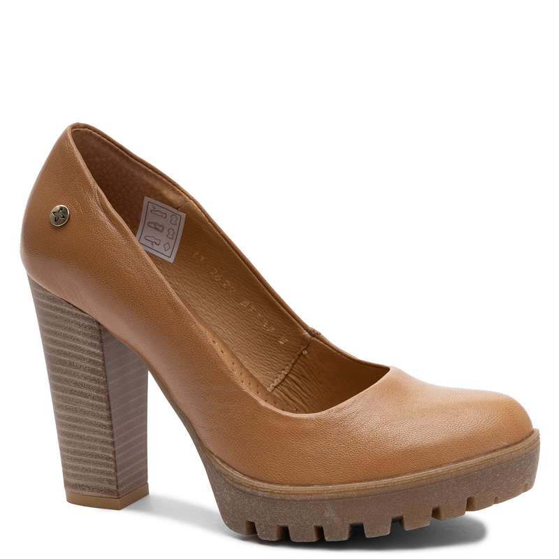 Maciejka Leather Platform Block Heel Pumps Orange 2629W-01/00-1