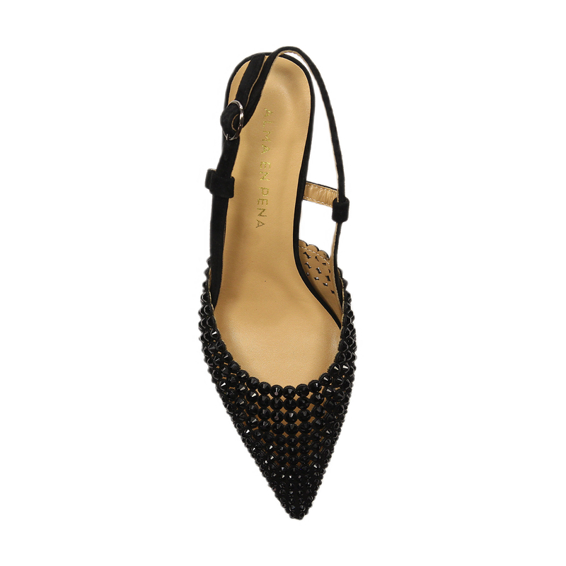 Alma En Pena wieczorowe sandały slingback szpiczaste na szpilce V250662-SUEDE-BLA