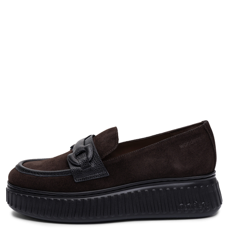 Wonders Charme Women's Suede Platform Loafers Brown A-5203-Charme